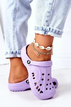 Discount Boto Damskie Piankowe Klapki Kroksy EVA Fioletowe