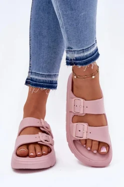 Online Evento Damskie Piankowe Klapki Na Platformie Różowe Melorea Różowy