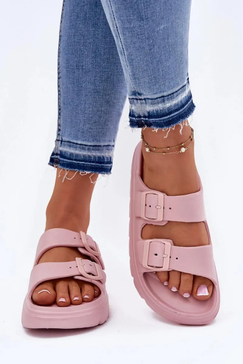 Online Evento Damskie Piankowe Klapki Na Platformie Różowe Melorea Różowy