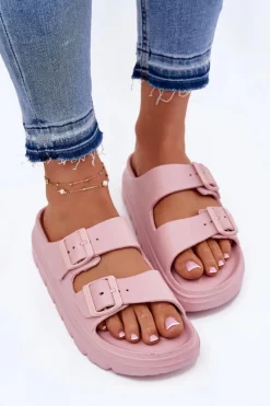 Online Evento Damskie Piankowe Klapki Na Platformie Różowe Melorea Różowy