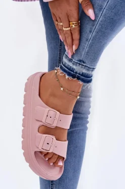 Online Evento Damskie Piankowe Klapki Na Platformie Różowe Melorea Różowy