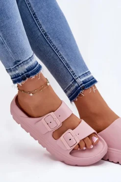 Online Evento Damskie Piankowe Klapki Na Platformie Różowe Melorea Różowy