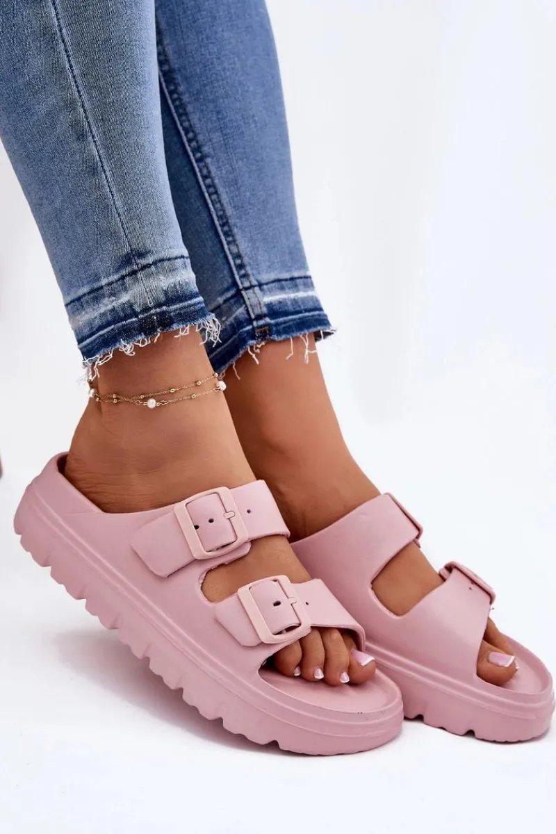 Online Evento Damskie Piankowe Klapki Na Platformie Różowe Melorea Różowy