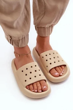 Clearance Damskie Piankowe Klapki Na Grubej Podeszwie Beżowe Beula Damskie Klapki Basenowe|Klapki Damskie Klasyczne