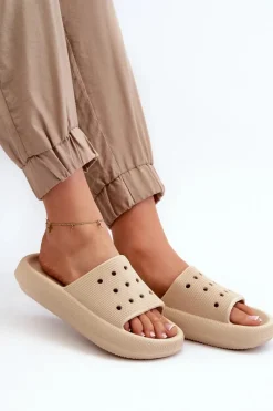 Clearance Damskie Piankowe Klapki Na Grubej Podeszwie Beżowe Beula Damskie Klapki Basenowe|Klapki Damskie Klasyczne