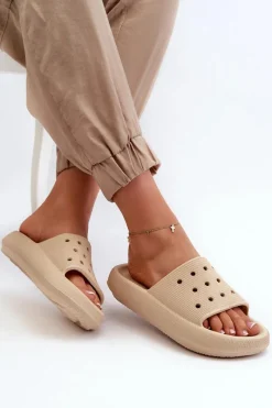 Clearance Damskie Piankowe Klapki Na Grubej Podeszwie Beżowe Beula Damskie Klapki Basenowe|Klapki Damskie Klasyczne