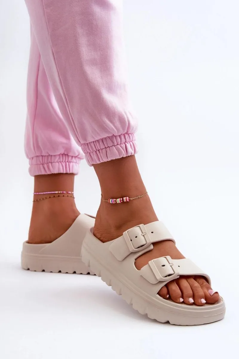 Klapki Basenowe|Klapki Na Platformie>Evento Damskie Piankowe Klapki Na Platformie Beżowe Melorea Beżowy