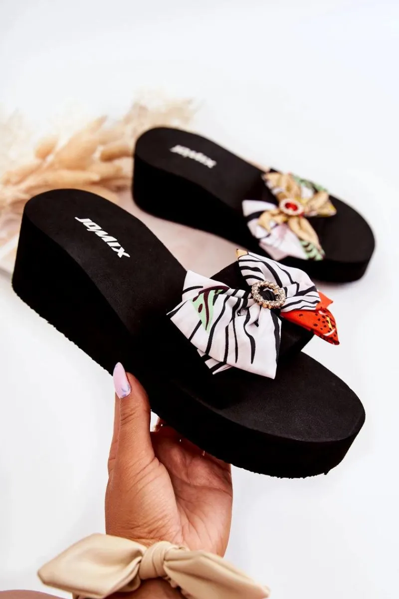 Clearance Boto Damskie Piankowe Klapki Na Koturnie Białe Silana