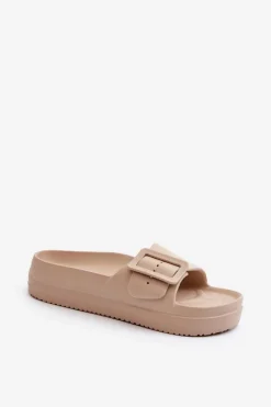 Sale Damskie Piankowe Klapki Na Platformie Z Klamrą Big Star NN274A666 Beżowe Damskie Klapki Damskie Big Star|Klapki Basenowe