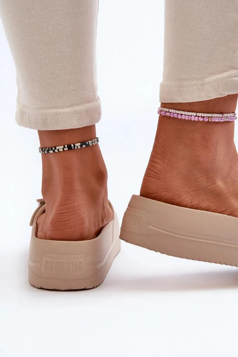 Sale Damskie Piankowe Klapki Na Platformie Z Klamrą Big Star NN274A666 Beżowe Damskie Klapki Damskie Big Star|Klapki Basenowe