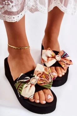 Klapki Damskie Klasyczne>Boto Damskie Piankowe Klapki Na Koturnie Beżowe Silana