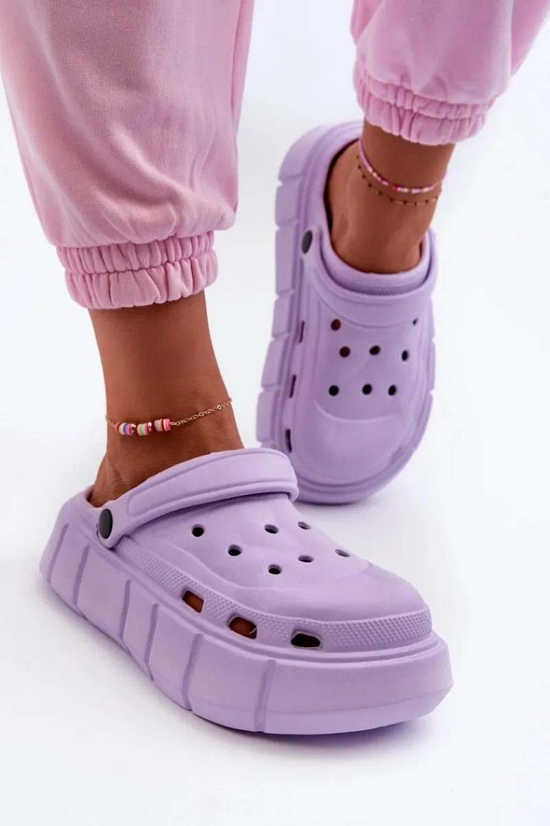 Clearance Damskie Piankowe Klapki Na Platformie Fioletowe Beckett Damskie Klapki Basenowe|Klapki Na Platformie