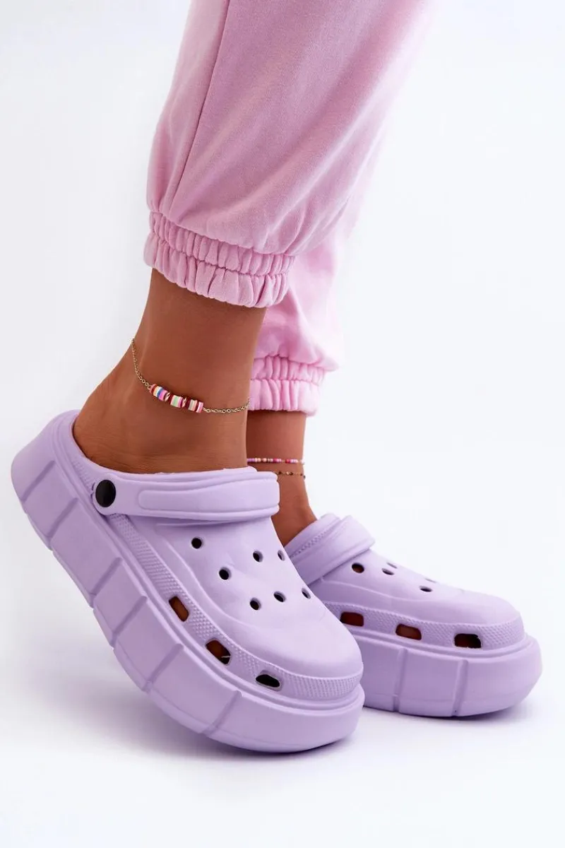 Clearance Damskie Piankowe Klapki Na Platformie Fioletowe Beckett Damskie Klapki Basenowe|Klapki Na Platformie