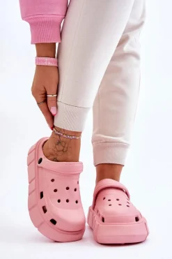 Outlet Boto Damskie Piankowe Klapki Na Platformie Różowe Beckett Różowy