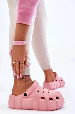 Outlet Boto Damskie Piankowe Klapki Na Platformie Różowe Beckett Różowy