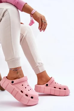 Outlet Boto Damskie Piankowe Klapki Na Platformie Różowe Beckett Różowy