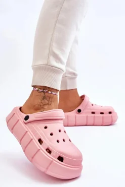 Outlet Boto Damskie Piankowe Klapki Na Platformie Różowe Beckett Różowy