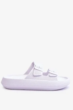 Best Boto Damskie Piankowe Klapki Z Paskami Białe Sharmen