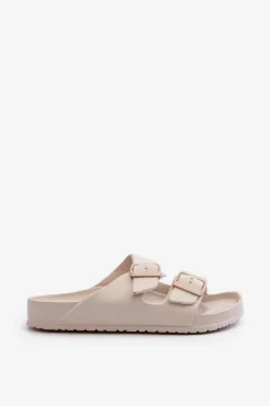 Online Evento Damskie Piankowe Klapki Z Klamrami Beżowe Luciene