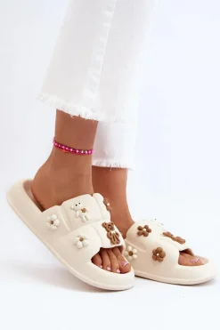 Hot Boto Damskie Piankowe Klapki Z Ozdobami Beżowe Cambrina Beżowy