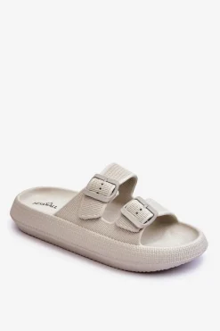Online Boto Damskie Piankowe Klapki Z Paskami Jasnoszare Sharmen