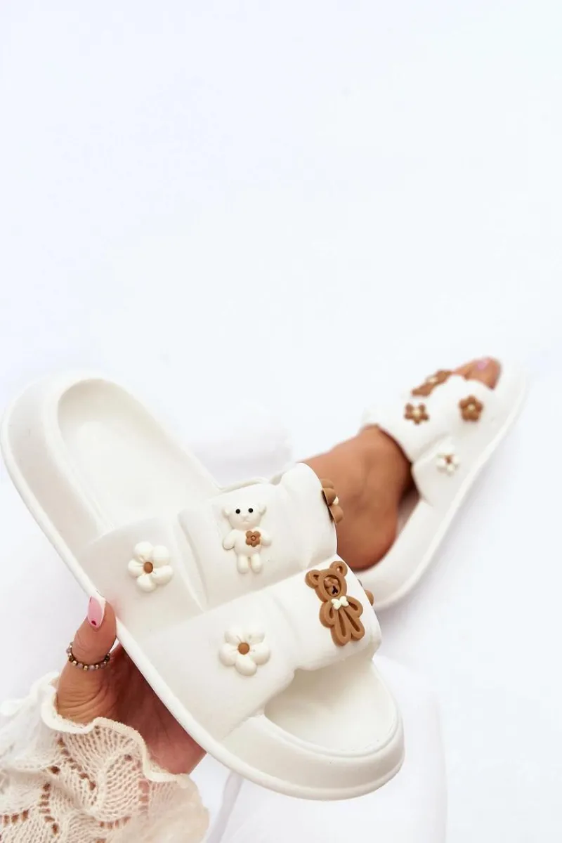 Hot Boto Damskie Piankowe Klapki Z Ozdobami Białe Cambrina