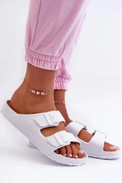 Klapki Basenowe|Klapki Na Platformie>Evento Damskie Piankowe Klapki Z Klamrami Białe Luciene Biały