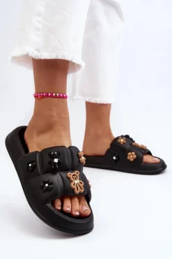 Hot Damskie Piankowe Klapki Z Ozdobami Czarne Cambrina Damskie Klapki Na Platformie|Klapki Damskie Klasyczne