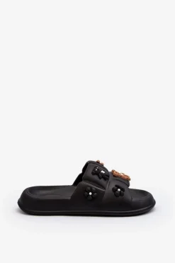 Hot Damskie Piankowe Klapki Z Ozdobami Czarne Cambrina Damskie Klapki Na Platformie|Klapki Damskie Klasyczne