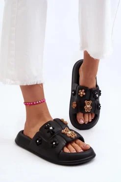 Hot Damskie Piankowe Klapki Z Ozdobami Czarne Cambrina Damskie Klapki Na Platformie|Klapki Damskie Klasyczne