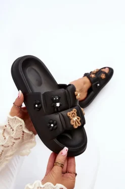 Hot Damskie Piankowe Klapki Z Ozdobami Czarne Cambrina Damskie Klapki Na Platformie|Klapki Damskie Klasyczne