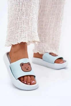 Klapki Basenowe|Klapki Na Platformie>Boto Damskie Piankowe Klapki Z Misiem Niebieskie Lalon