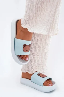 Klapki Basenowe|Klapki Na Platformie>Boto Damskie Piankowe Klapki Z Misiem Niebieskie Lalon