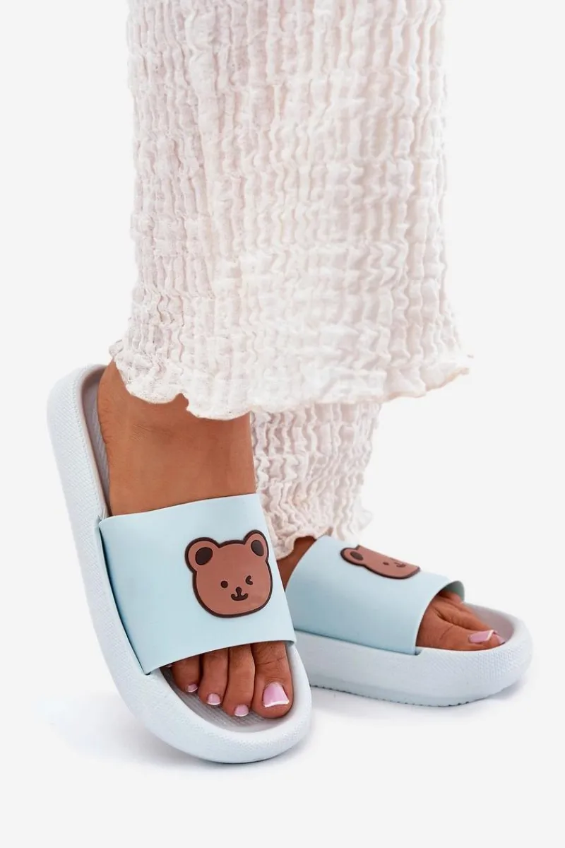 Klapki Basenowe|Klapki Na Platformie>Boto Damskie Piankowe Klapki Z Misiem Niebieskie Lalon