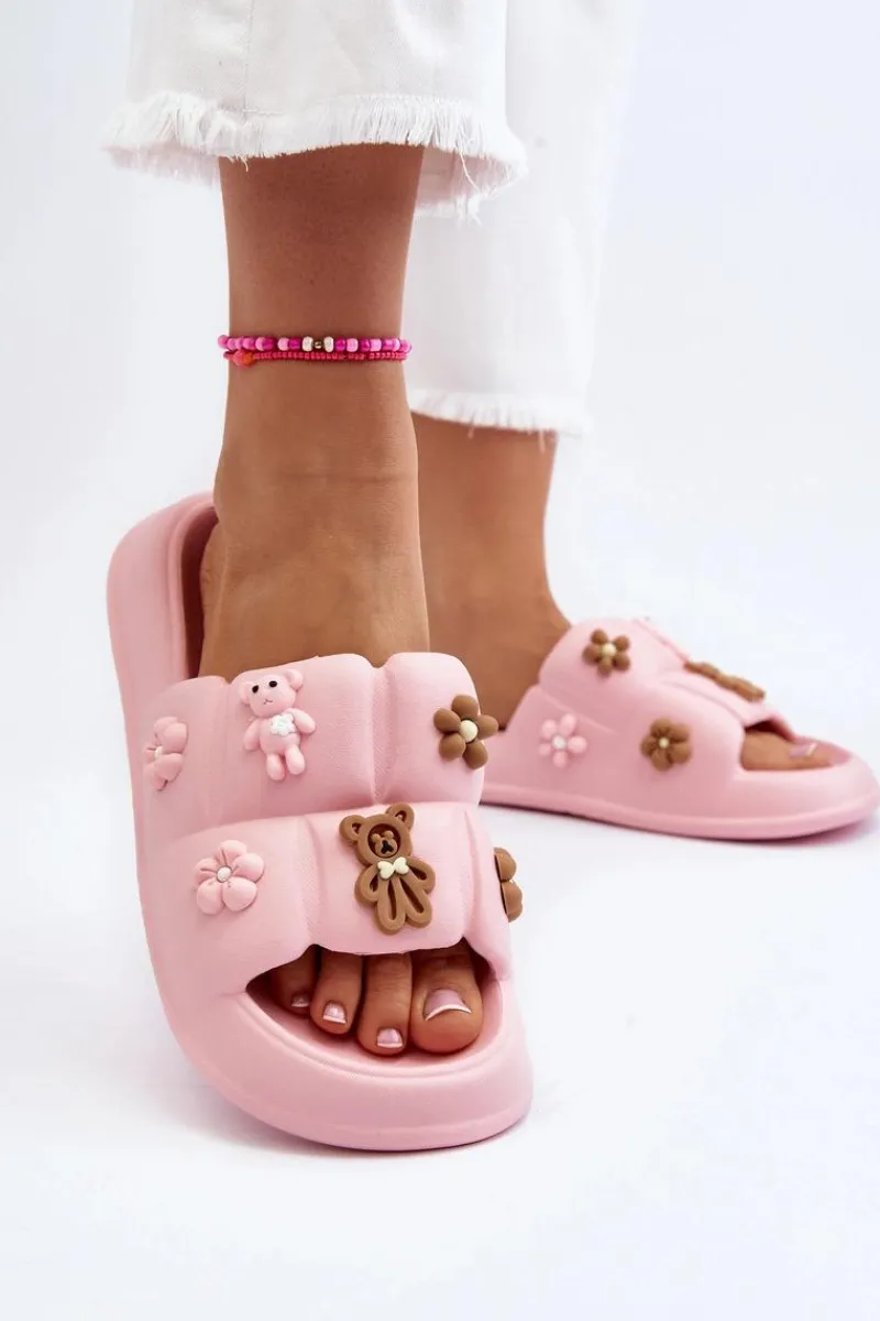 Klapki Na Platformie|Klapki Damskie Klasyczne>Boto Damskie Piankowe Klapki Z Ozdobami Różowe Cambrina