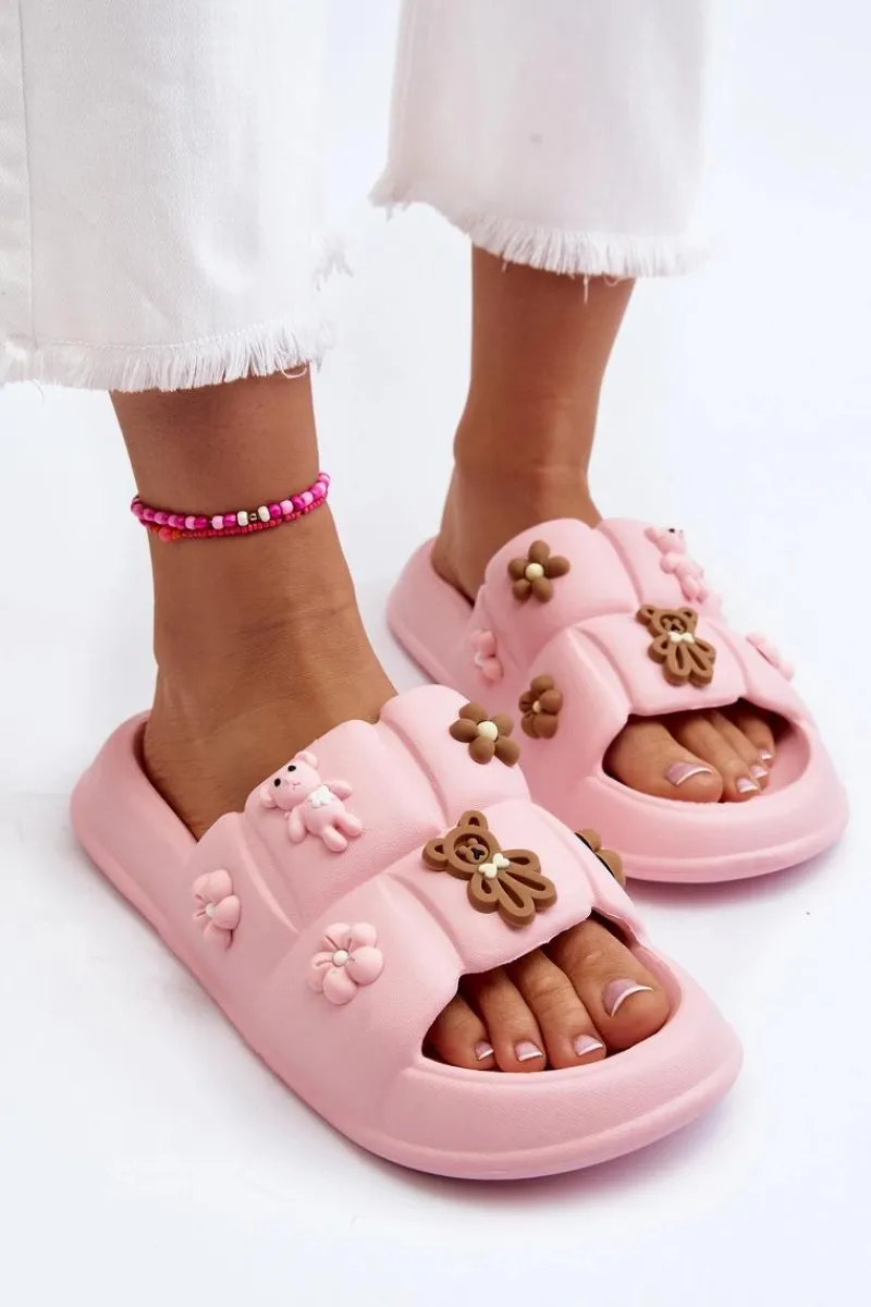 Klapki Na Platformie|Klapki Damskie Klasyczne>Boto Damskie Piankowe Klapki Z Ozdobami Różowe Cambrina