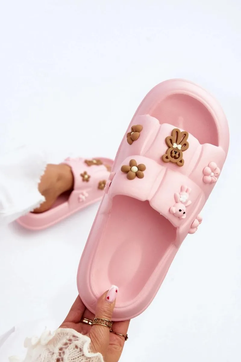 Klapki Na Platformie|Klapki Damskie Klasyczne>Boto Damskie Piankowe Klapki Z Ozdobami Różowe Cambrina