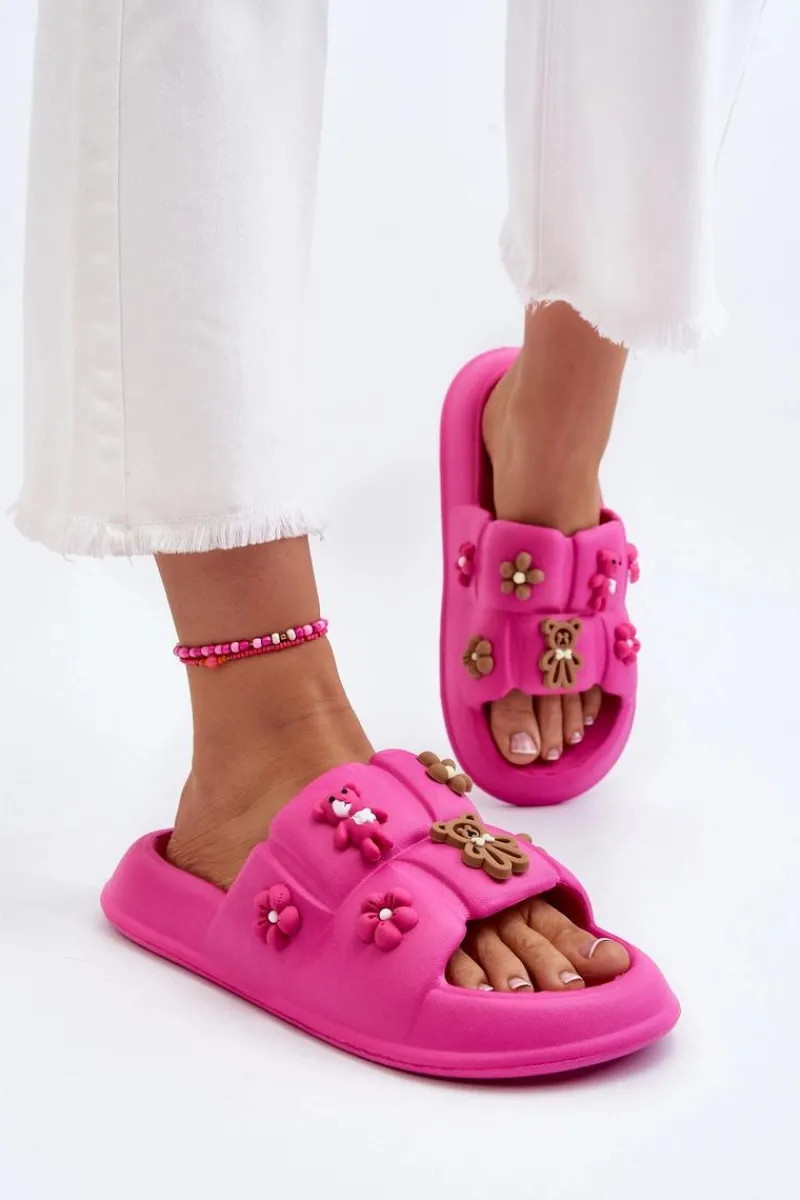 Klapki Na Platformie|Klapki Damskie Klasyczne>Boto Damskie Piankowe Klapki Z Ozdobami Fuksja Cambrina Różowy