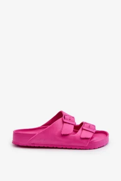 Sale Damskie Piankowe Klapki Z Klamrami Fuksja Luciene Damskie Klapki Basenowe|Klapki Na Platformie