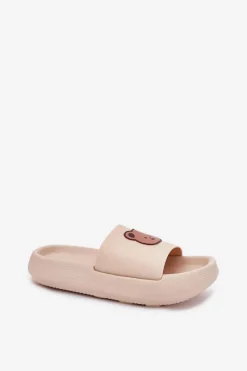 Clearance Boto Damskie Piankowe Klapki Z Misiem Beżowe Lalon