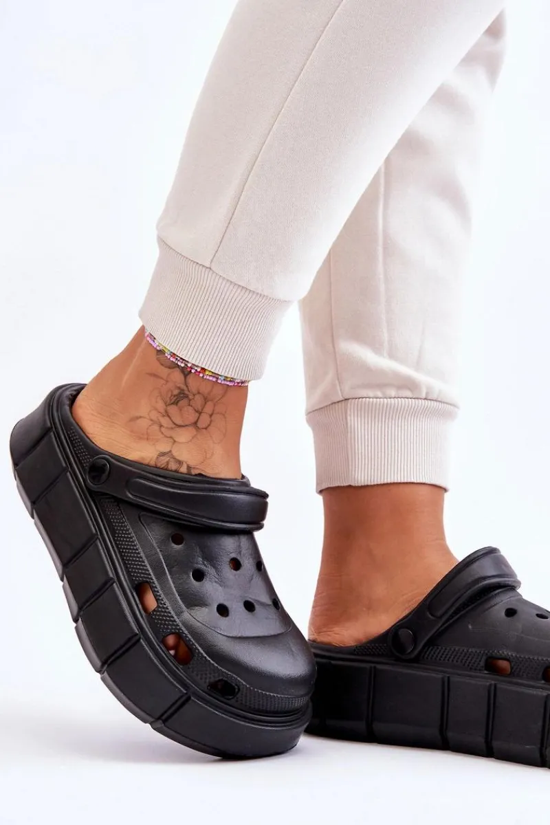 Clearance Boto Damskie Piankowe Kroksy Na Platformie Czarne Beckett