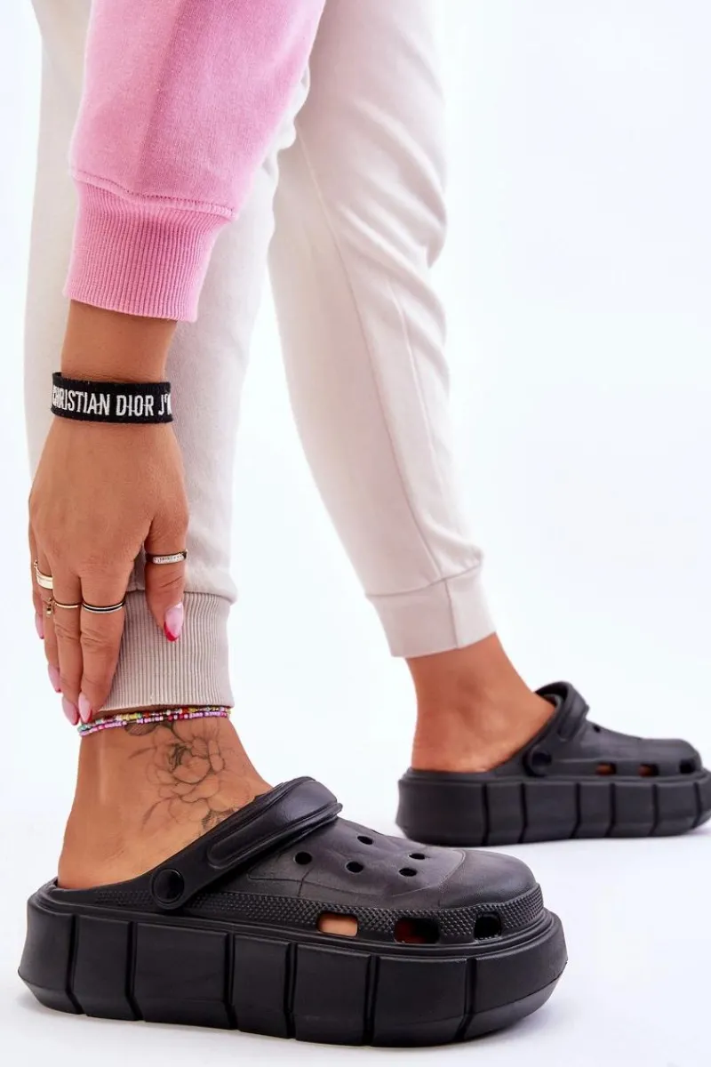 Clearance Boto Damskie Piankowe Kroksy Na Platformie Czarne Beckett