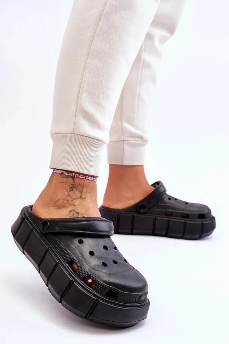 Clearance Boto Damskie Piankowe Kroksy Na Platformie Czarne Beckett