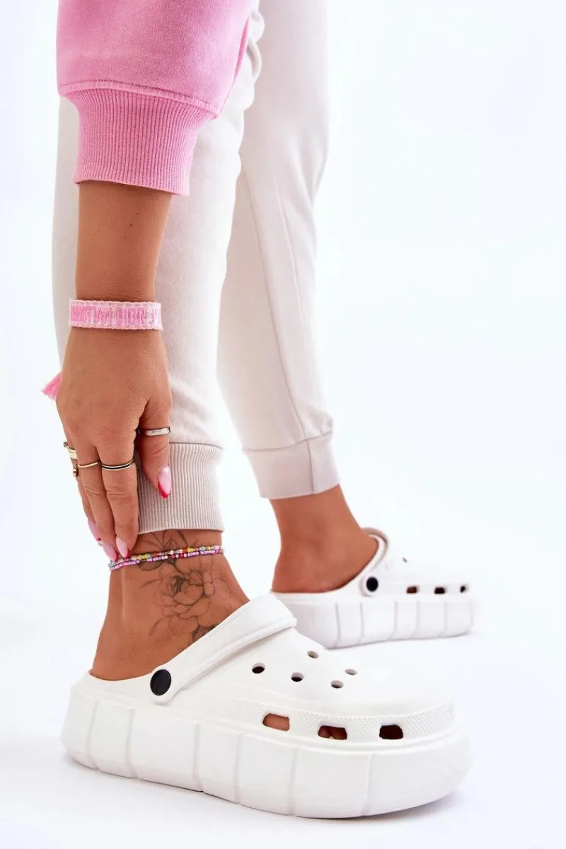 New Boto Damskie Piankowe Kroksy Na Platformie Białe Beckett
