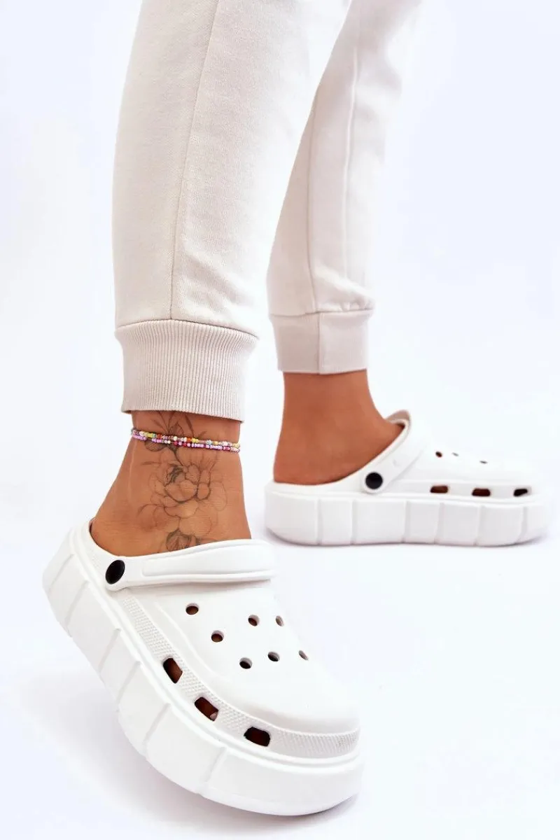 New Boto Damskie Piankowe Kroksy Na Platformie Białe Beckett