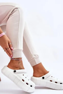 New Boto Damskie Piankowe Kroksy Na Platformie Białe Beckett