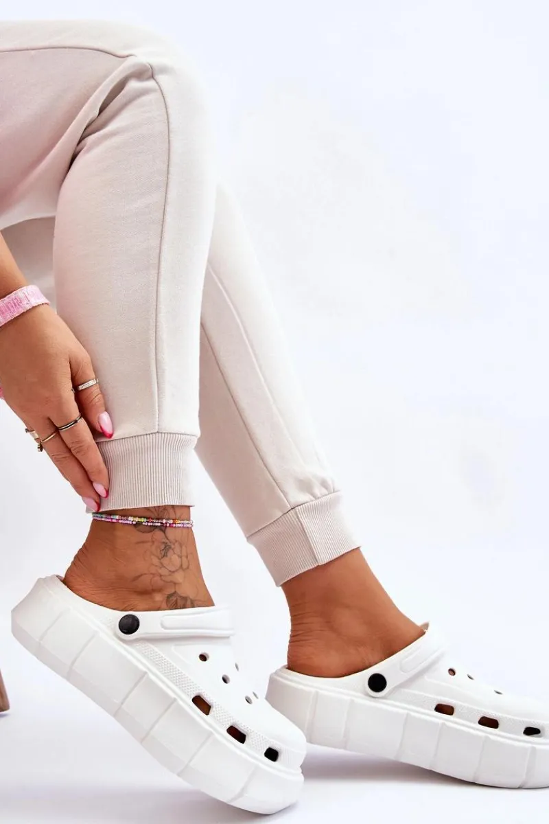 New Boto Damskie Piankowe Kroksy Na Platformie Białe Beckett