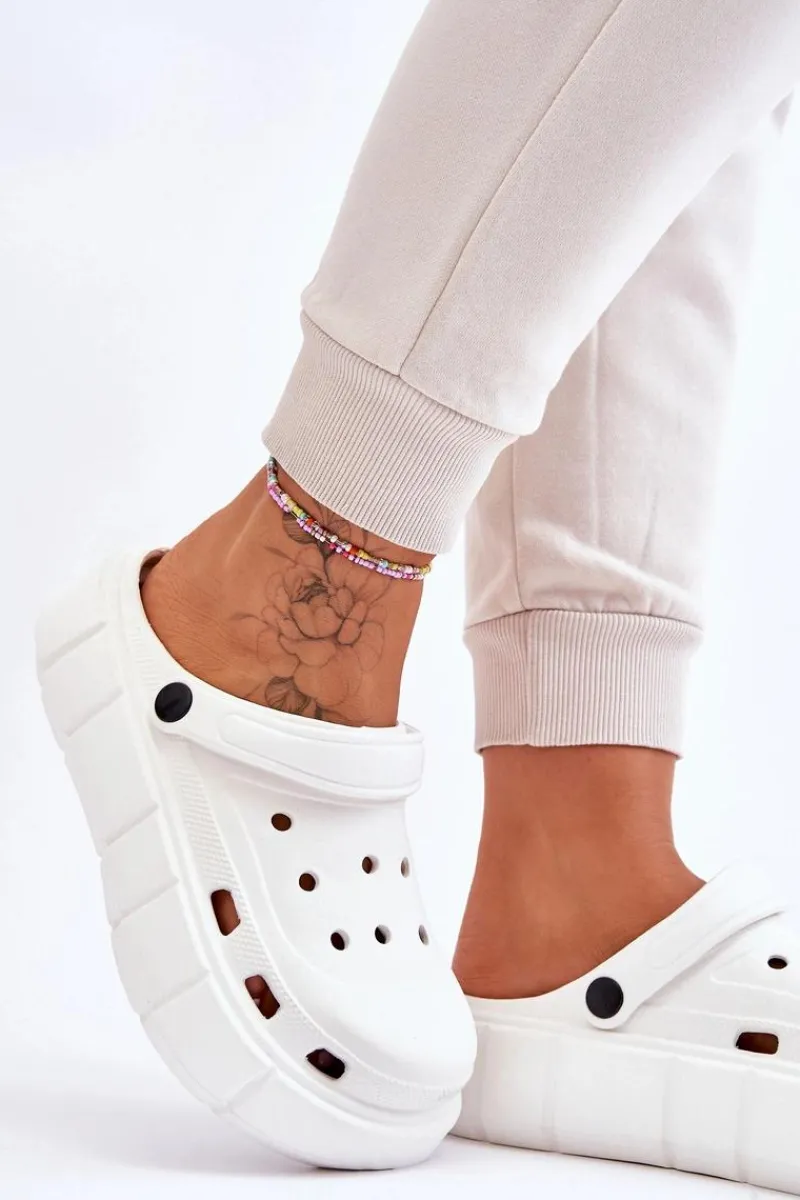 New Boto Damskie Piankowe Kroksy Na Platformie Białe Beckett