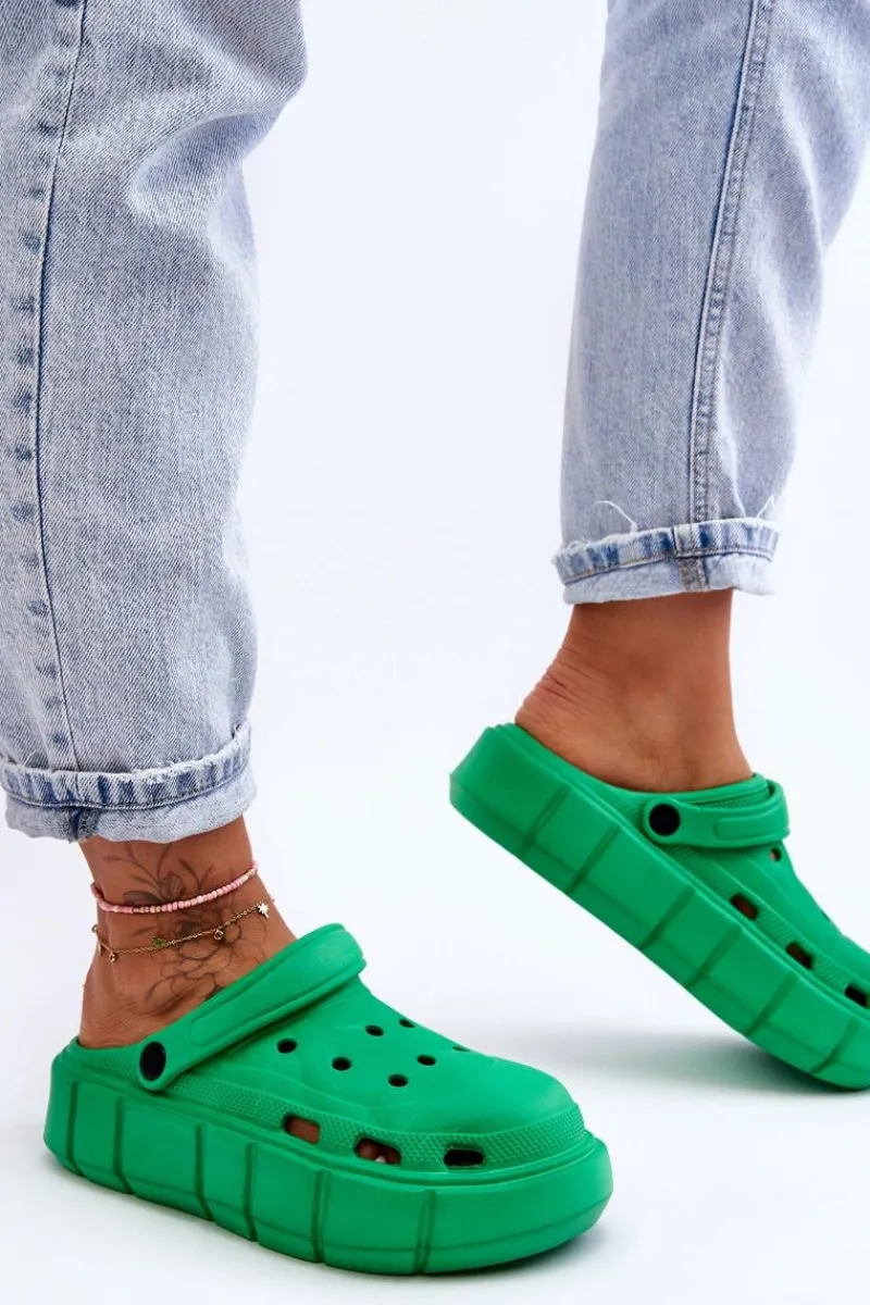 Online Damskie Piankowe Kroksy Na Platformie Zielone Beckett Damskie Klapki Basenowe|Klapki Na Platformie