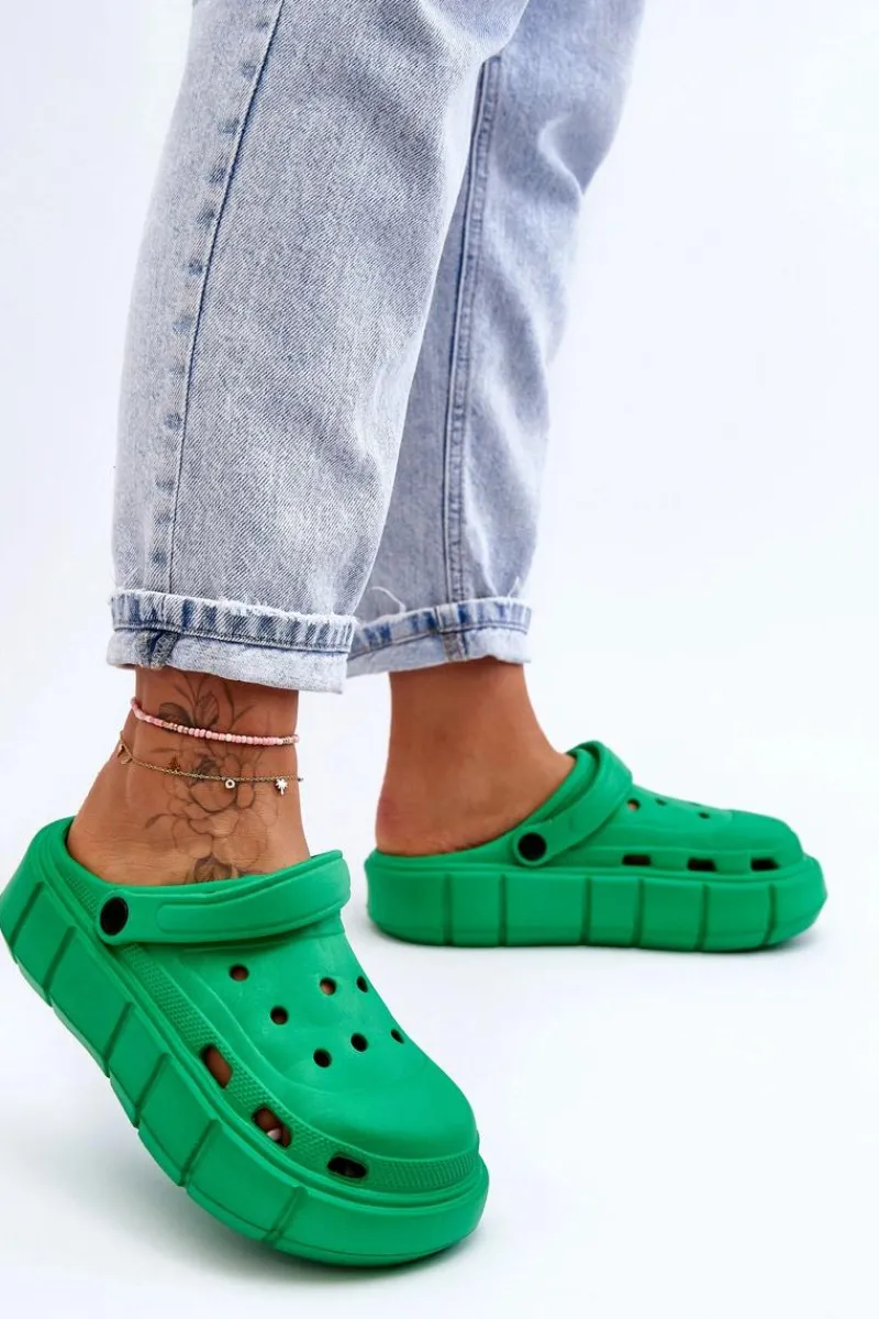 Online Damskie Piankowe Kroksy Na Platformie Zielone Beckett Damskie Klapki Basenowe|Klapki Na Platformie